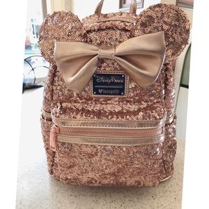 Disney Parks Rose Gold Minnie Loungefly Backpack